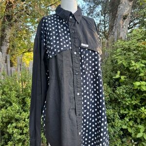 Vintage 90s Western Black, White & Navy Mens  Shirt